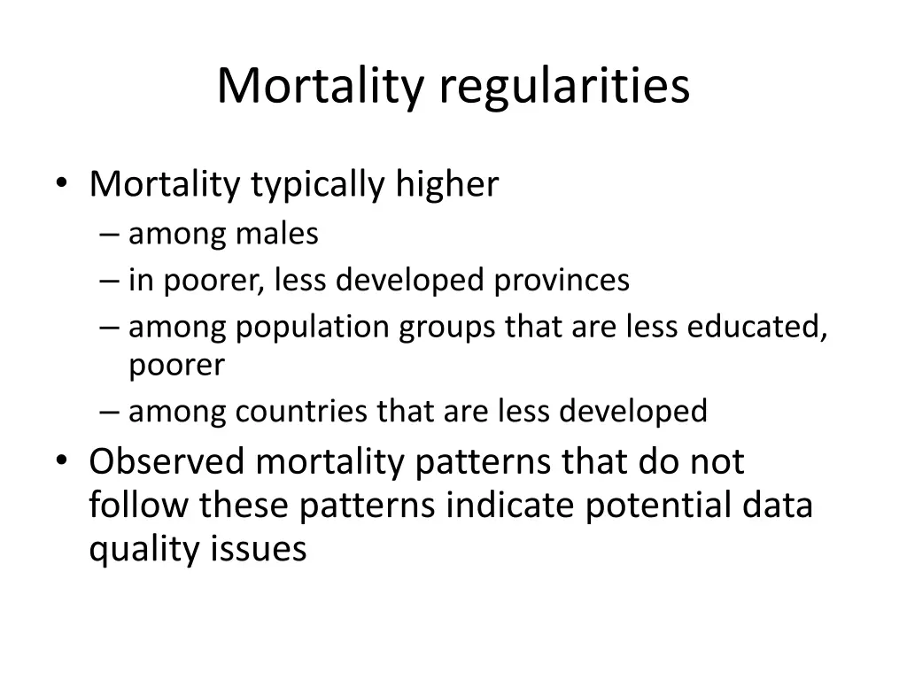 mortality regularities