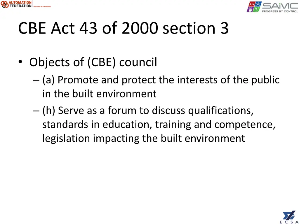 cbe act 43 of 2000 section 3