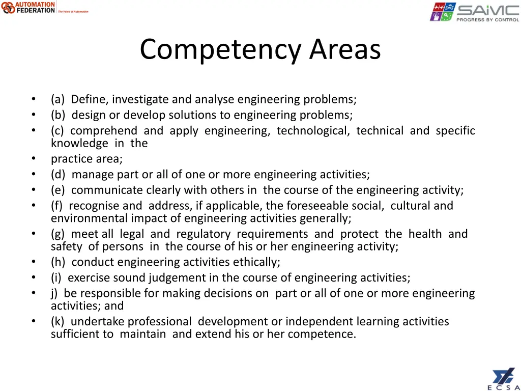 competency areas