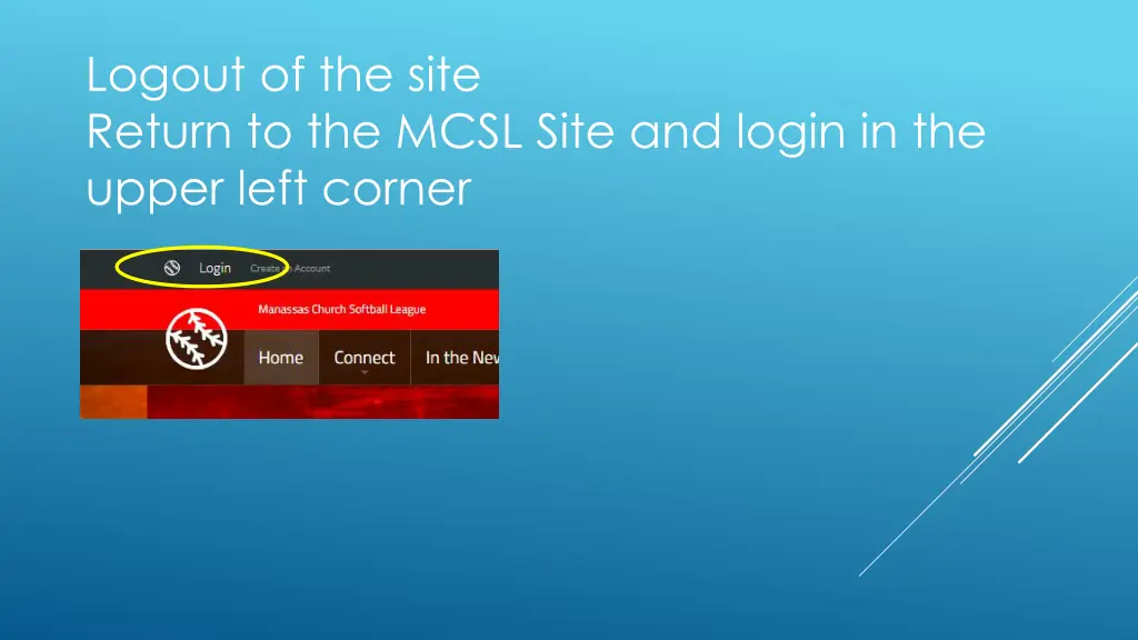 logout of the site return to the mcsl site