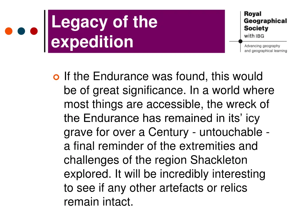 legacy of the expedition