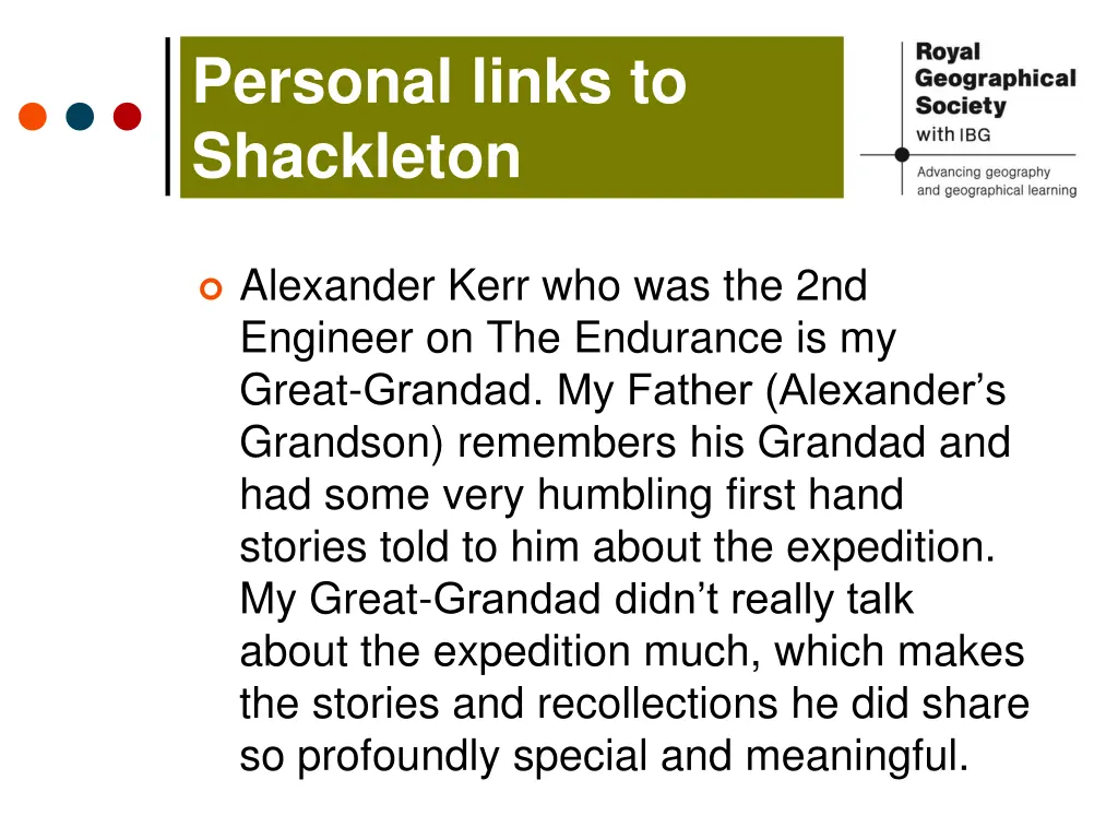 personal links to shackleton