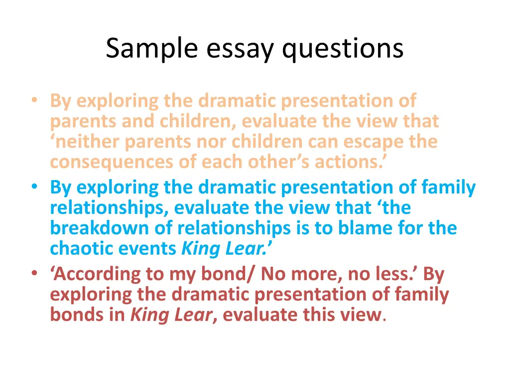 sample essay questions