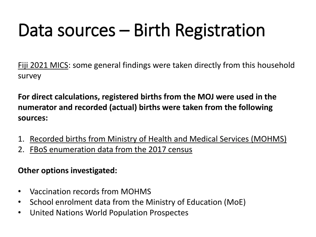 data sources data sources birth registration
