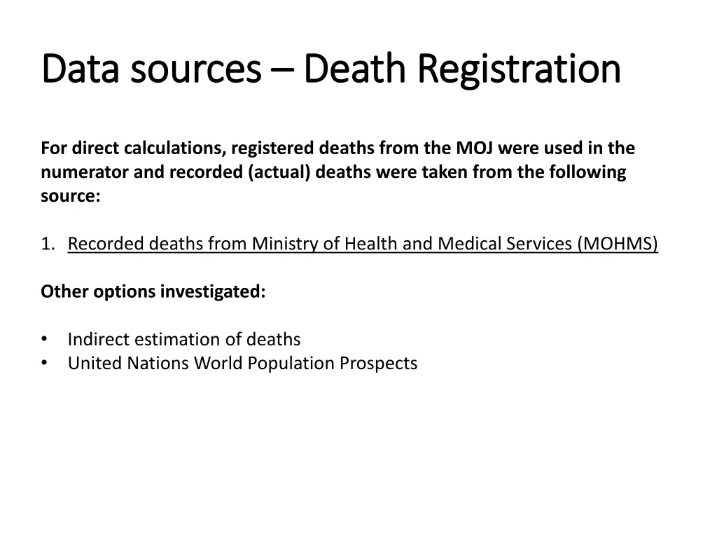 data sources data sources death registration