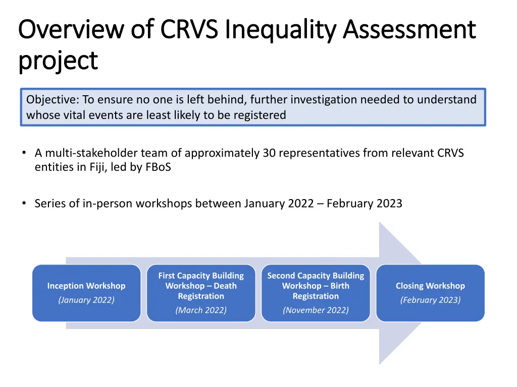 overview of crvs inequality assessment overview