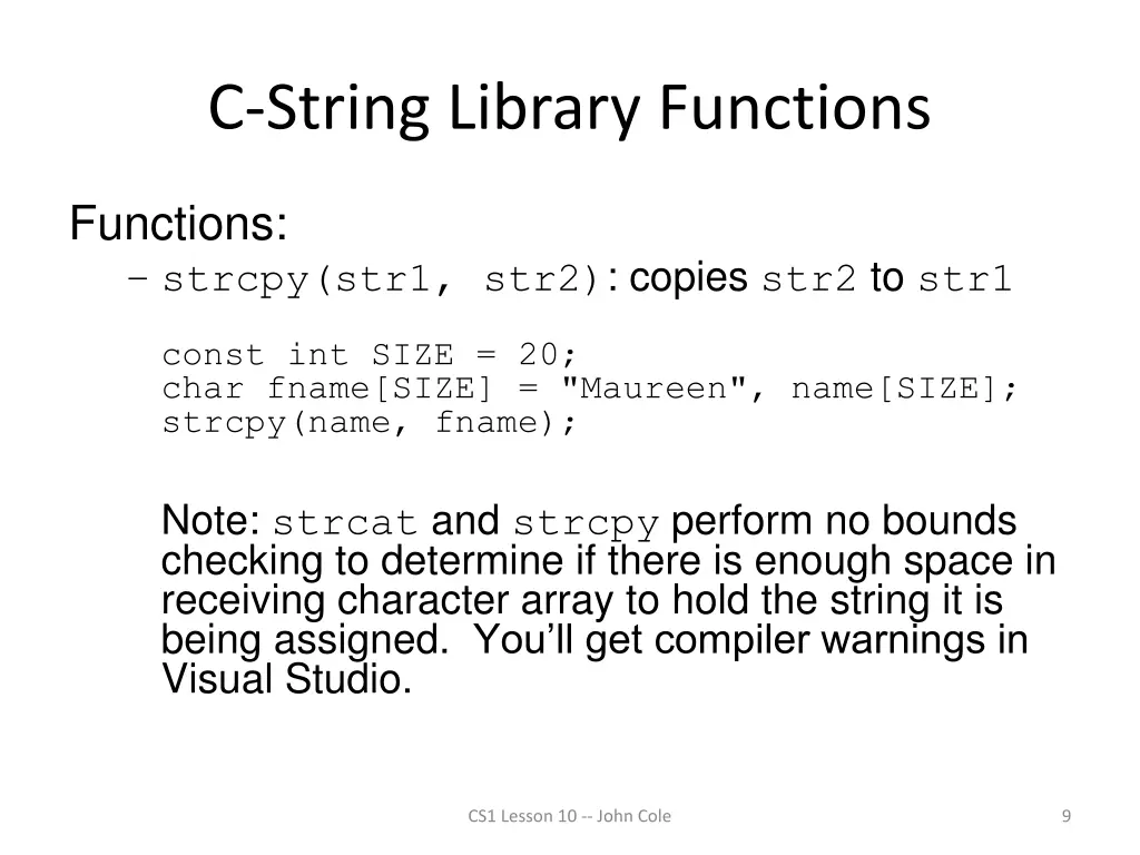 c string library functions 2
