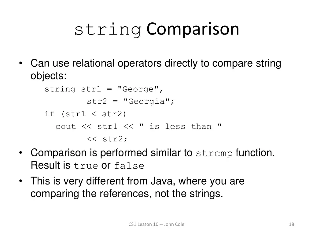 string comparison