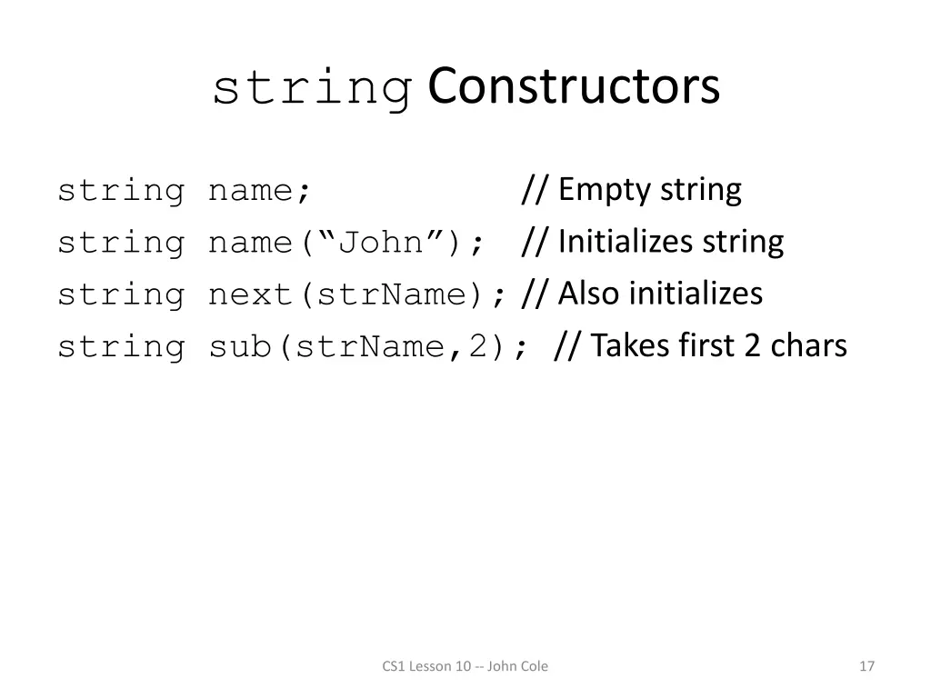 string constructors