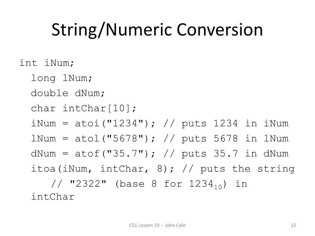 string numeric conversion 1