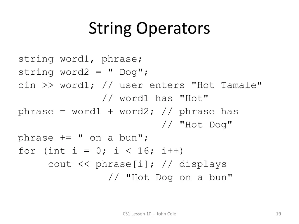 string operators