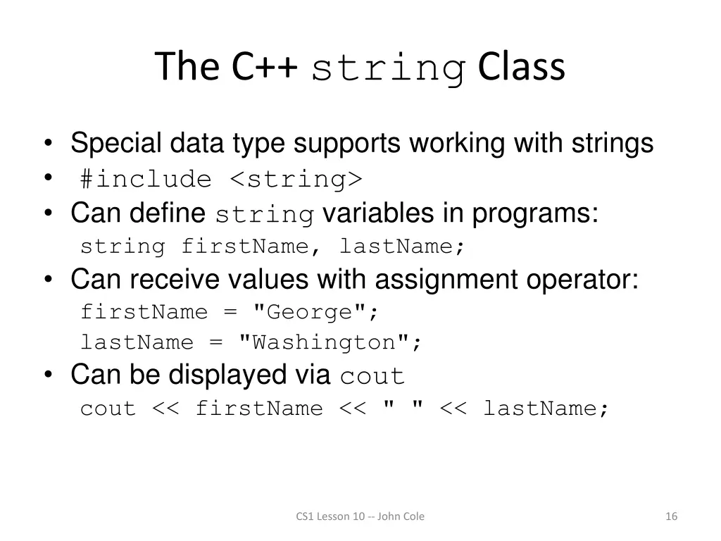 the c string class