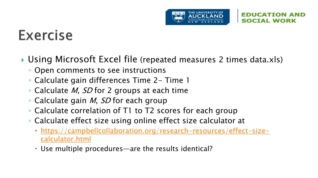 using microsoft excel file repeated measures