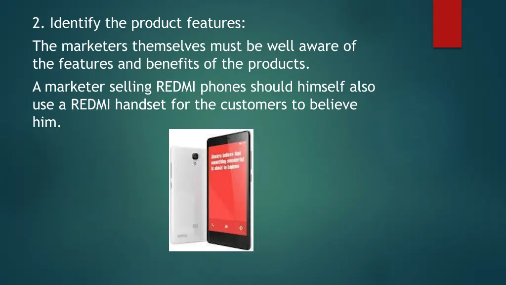 2 identify the product features the marketers
