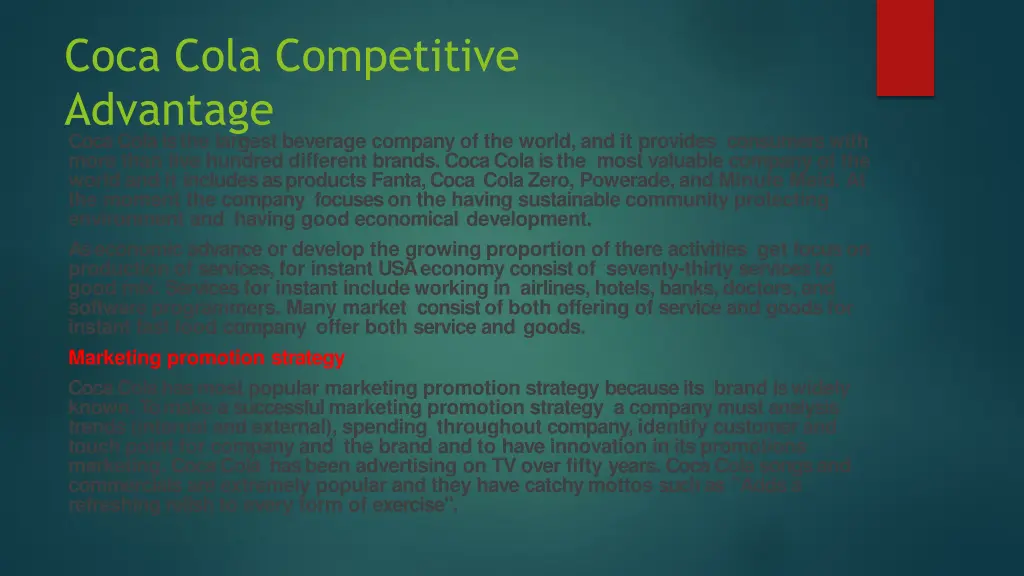 coca cola competitive advantage coca cola