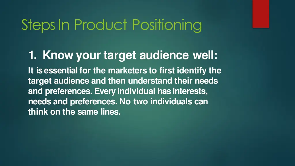steps in product positioning