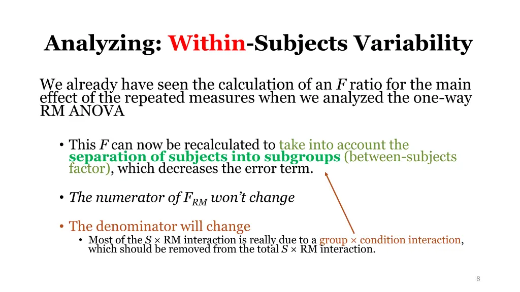 analyzing within subjects variability