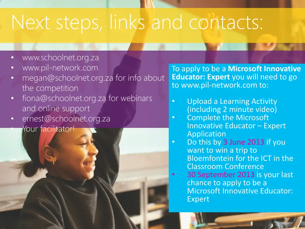 next steps links and contacts