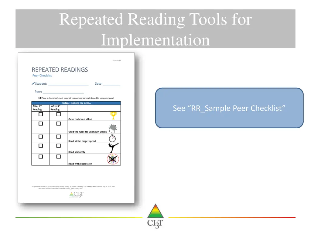 repeated reading tools for implementation