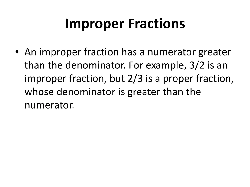 improper fractions