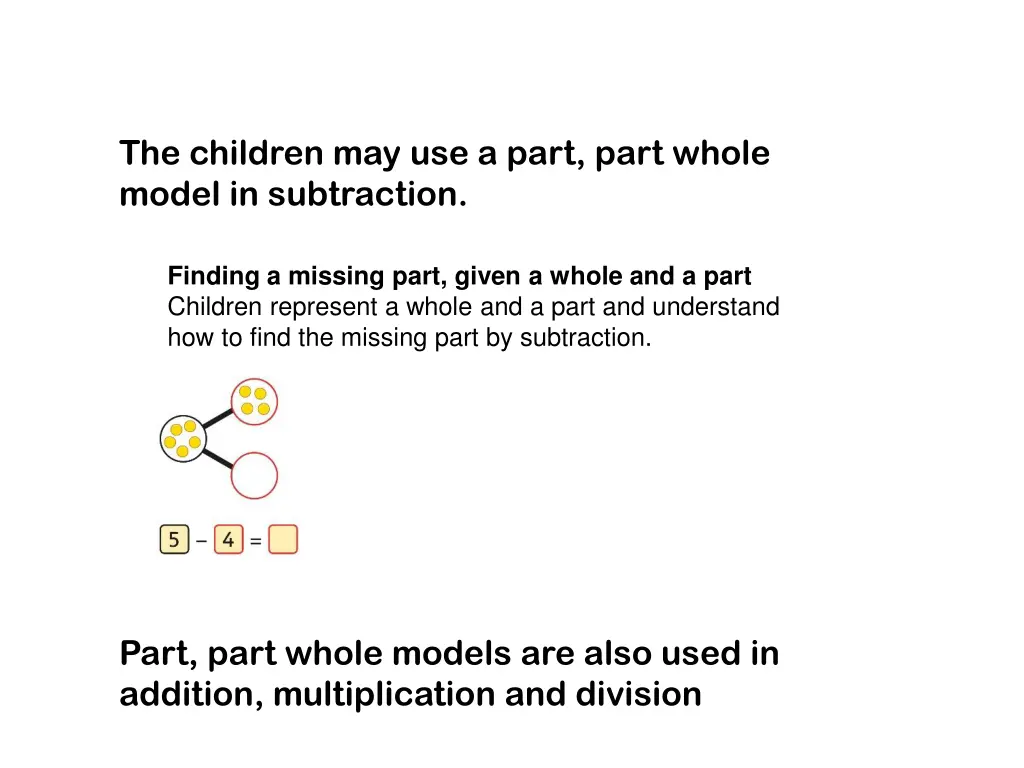 the children may use a part part whole model