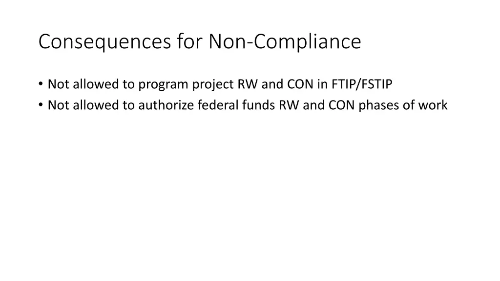 consequences for non compliance