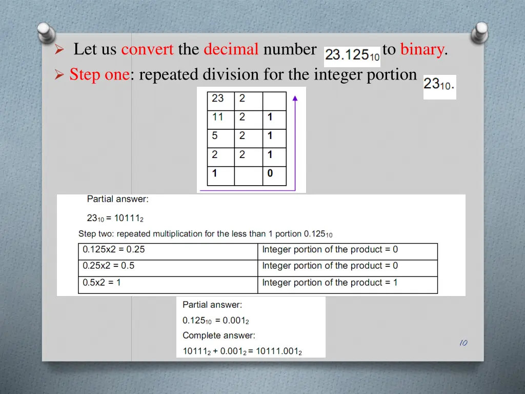 let us convert the decimal number step