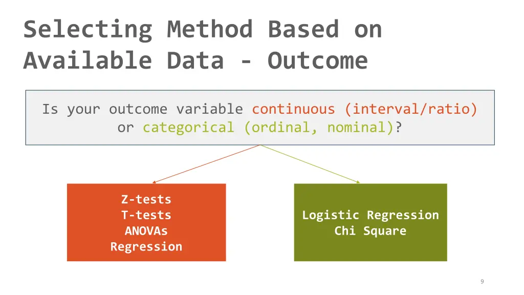 selecting method based on available data outcome