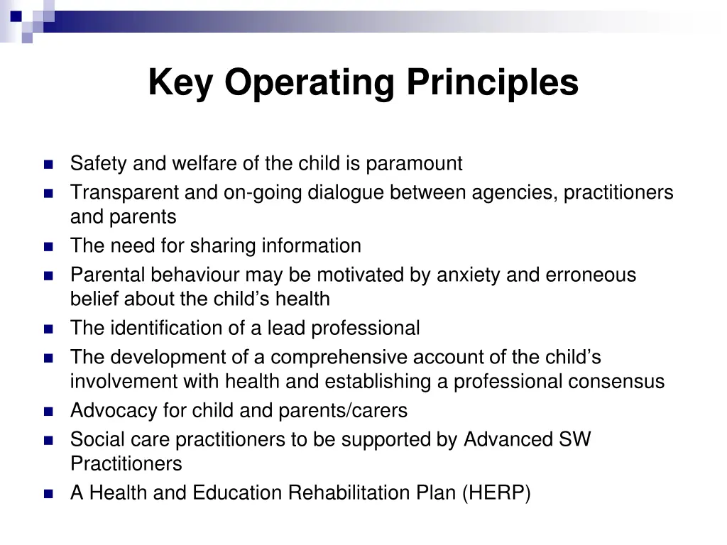 key operating principles