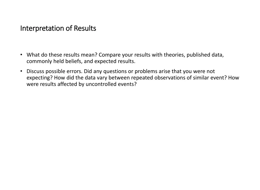 interpretation of results interpretation