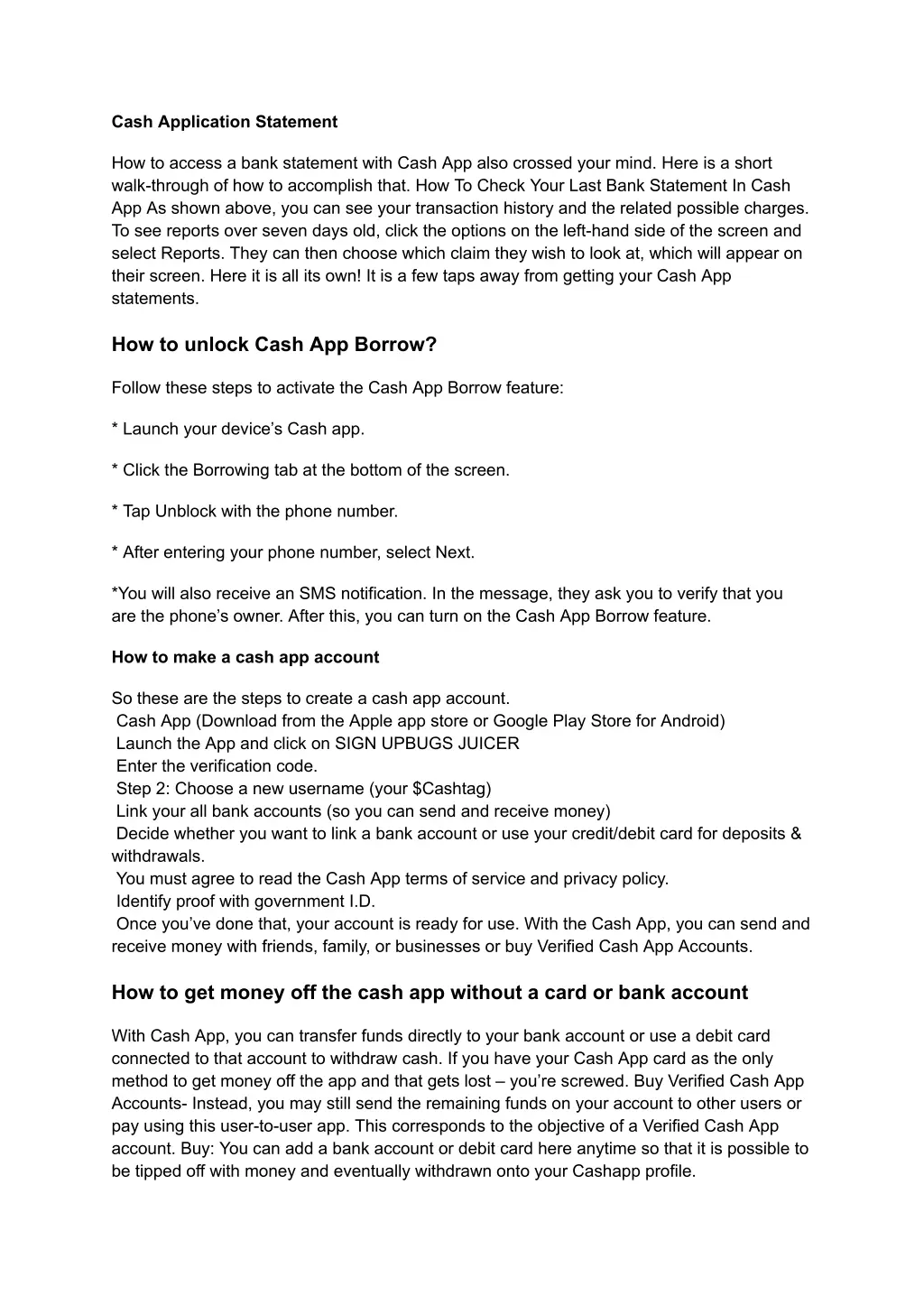 cash application statement