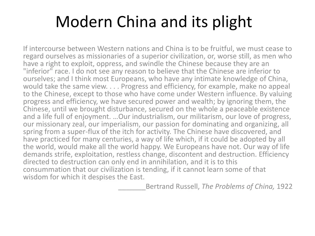 modern china and its plight