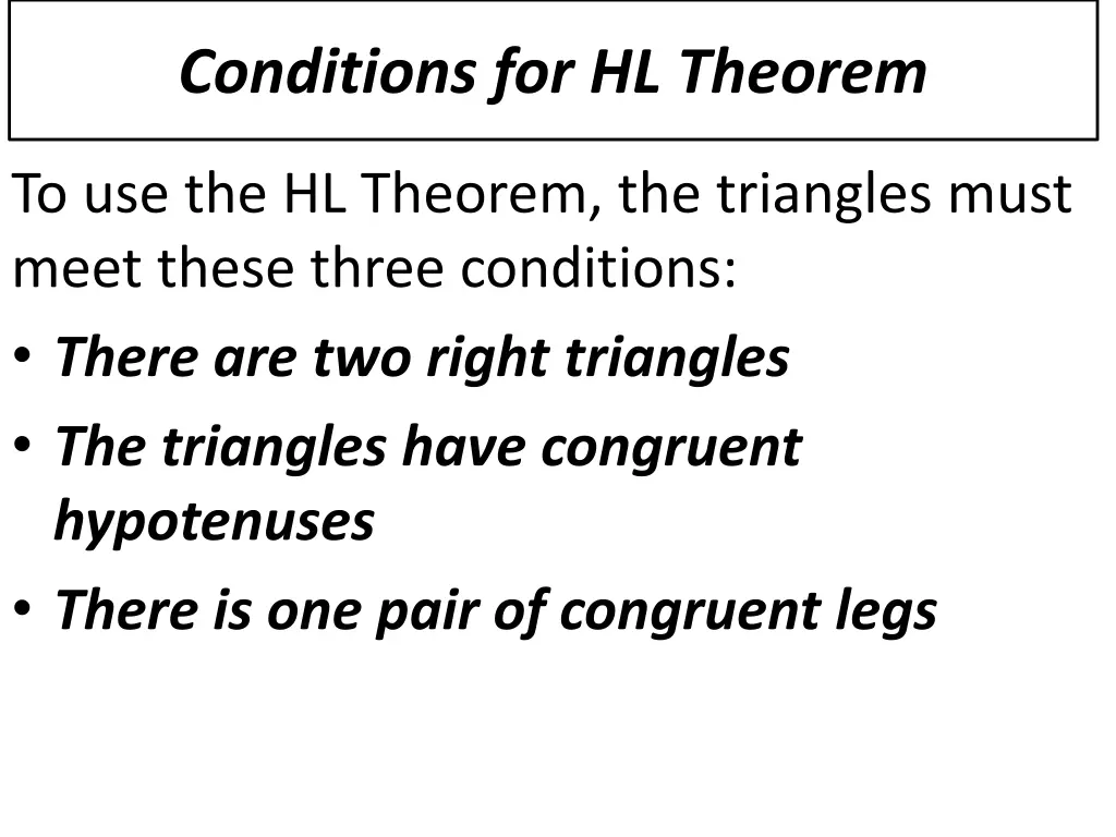 conditions for hl theorem
