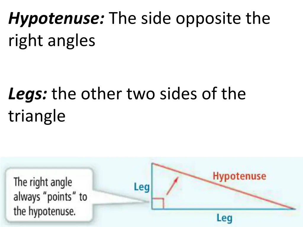 hypotenuse the side opposite the right angles