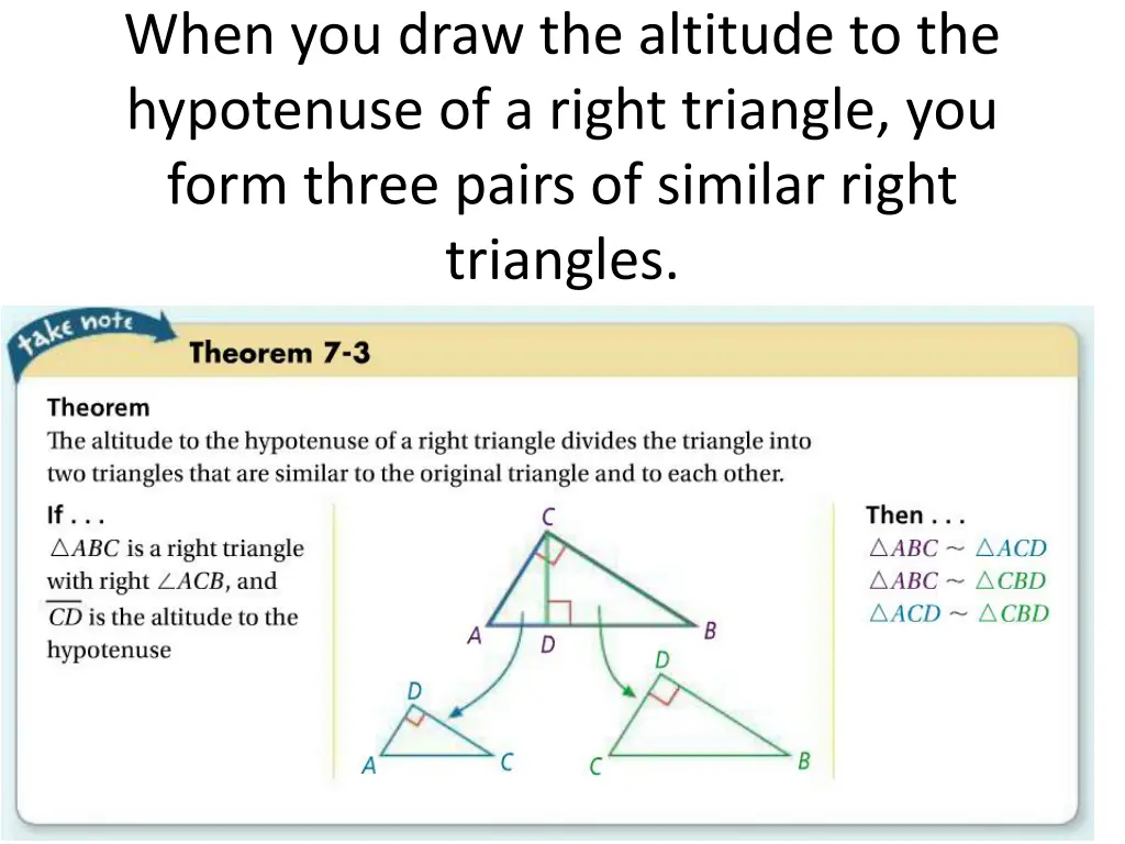 when you draw the altitude to the hypotenuse