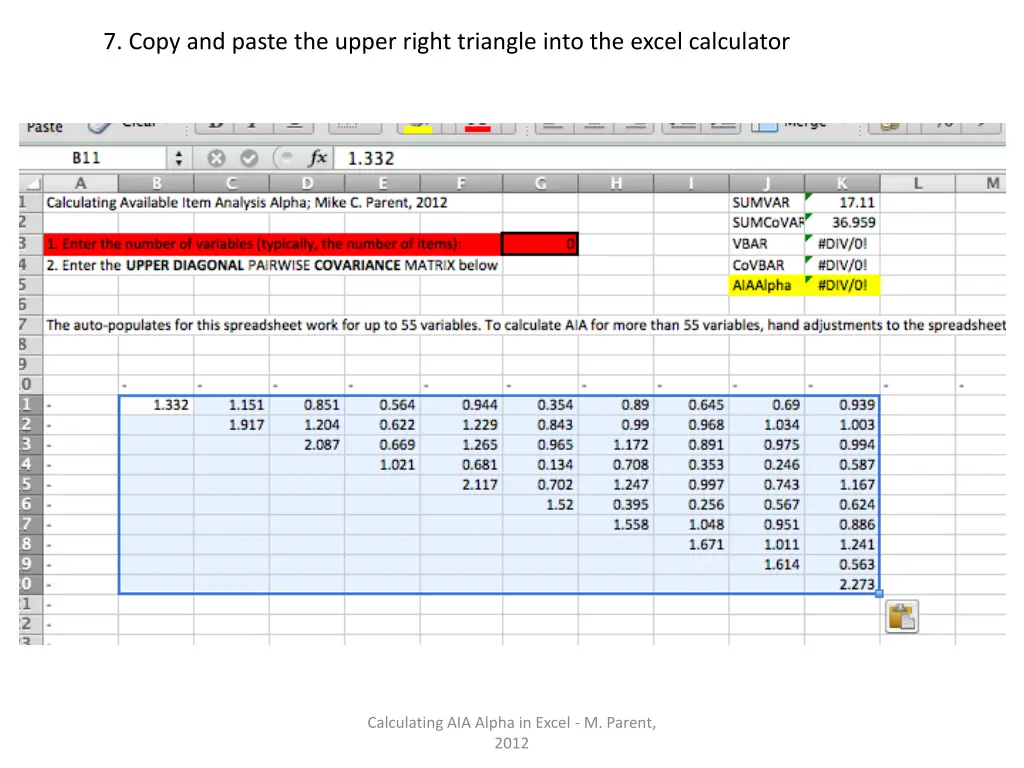 7 copy and paste the upper right triangle into