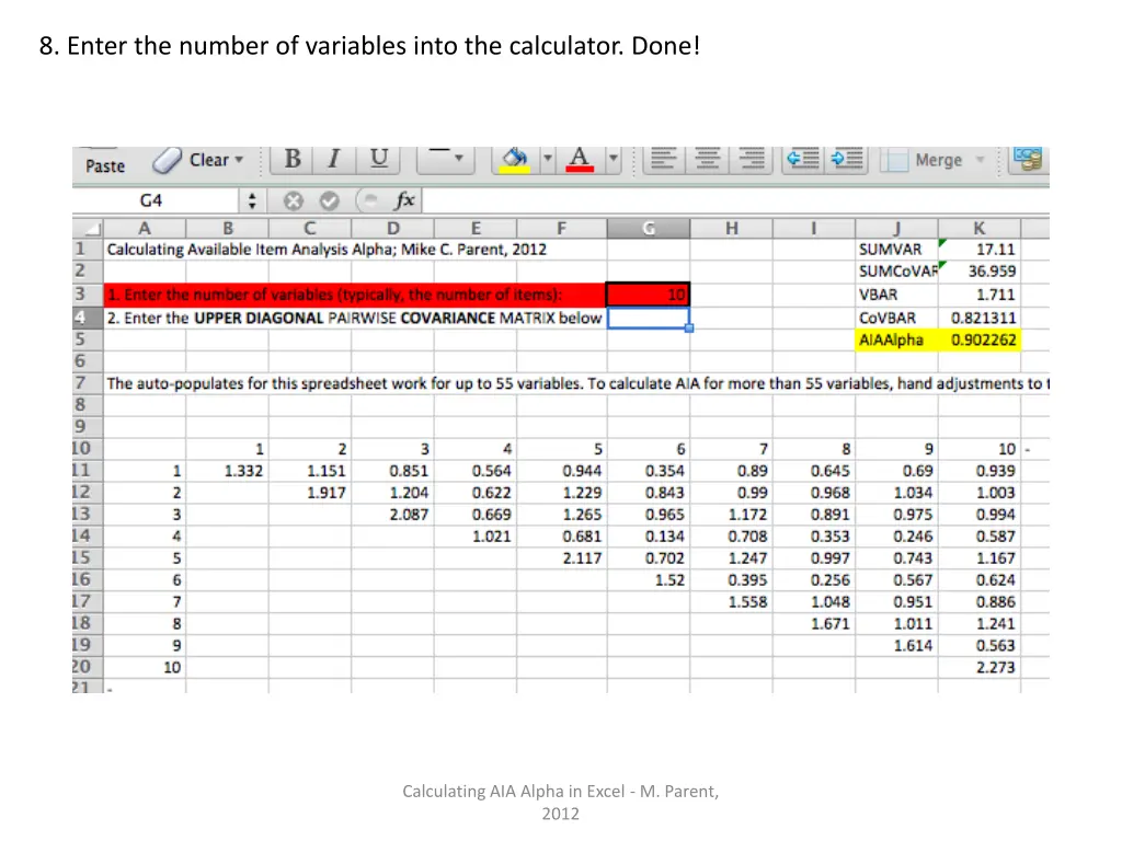 8 enter the number of variables into