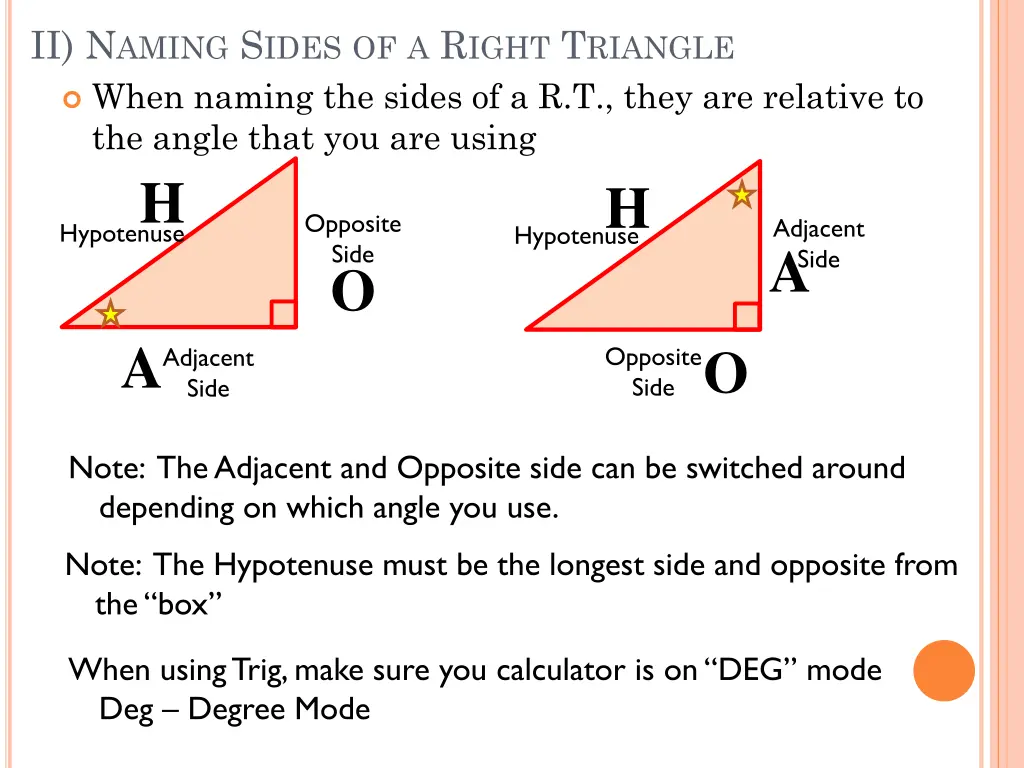 ii n aming s ides of a r ight t riangle when