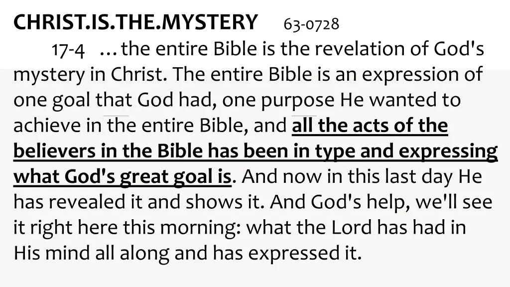 christ is the mystery 63 0728 17 4 the entire