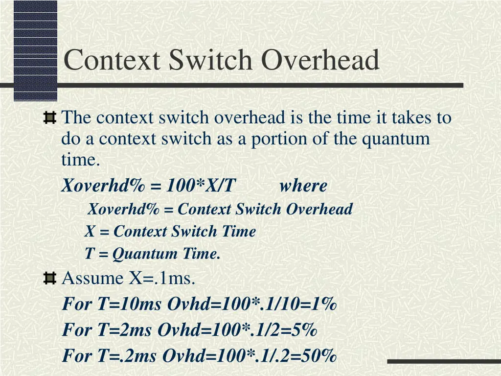 context switch overhead