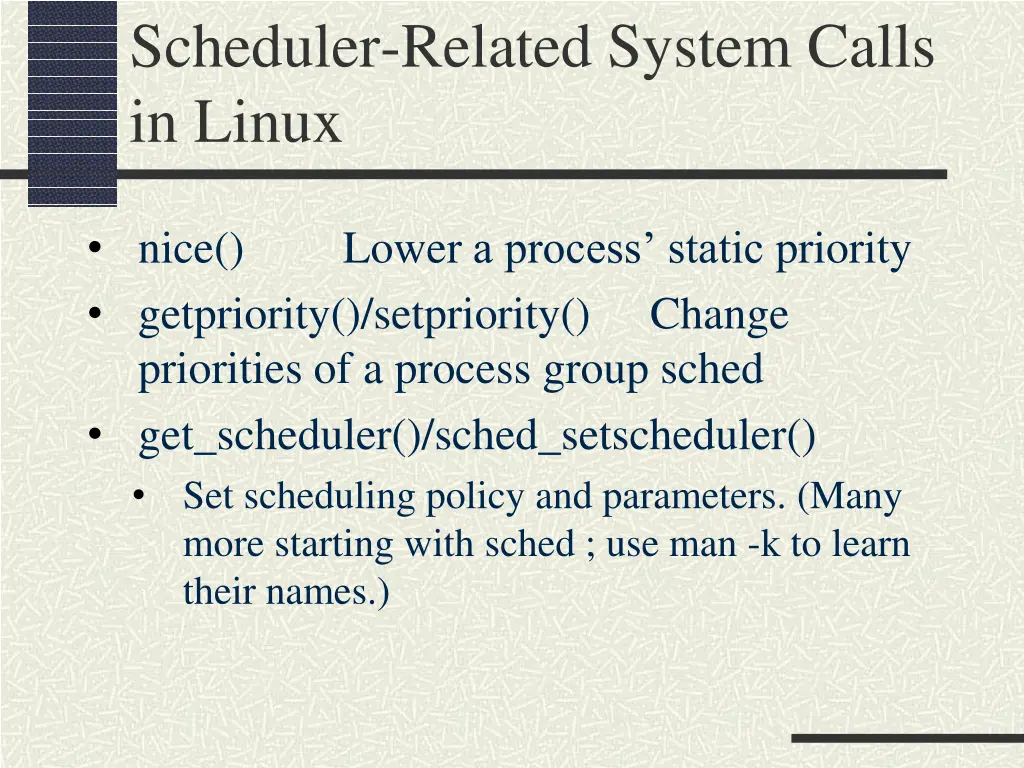 scheduler related system calls in linux