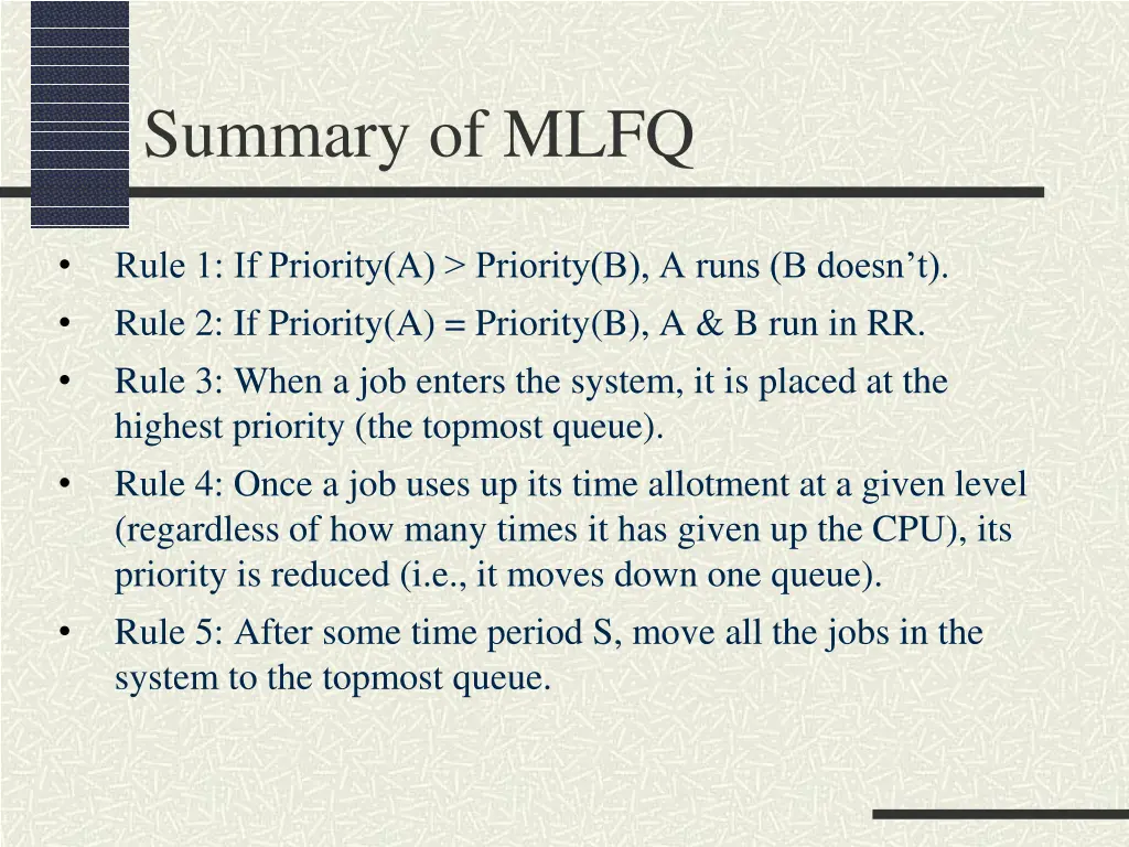 summary of mlfq
