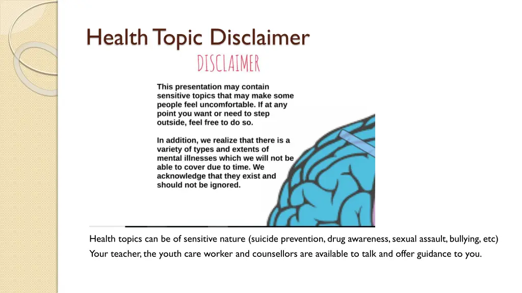 health topic disclaimer