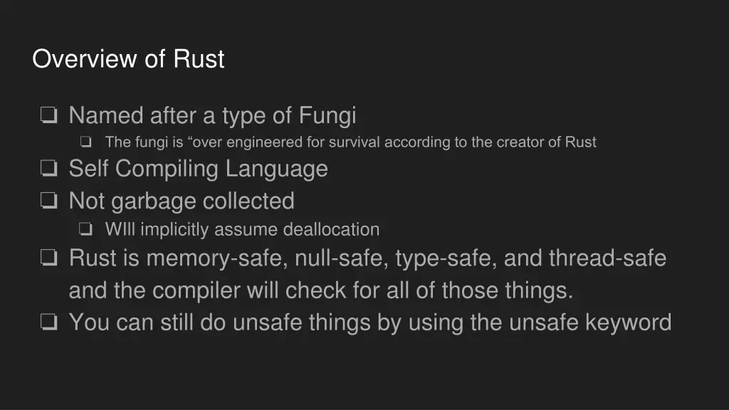 overview of rust