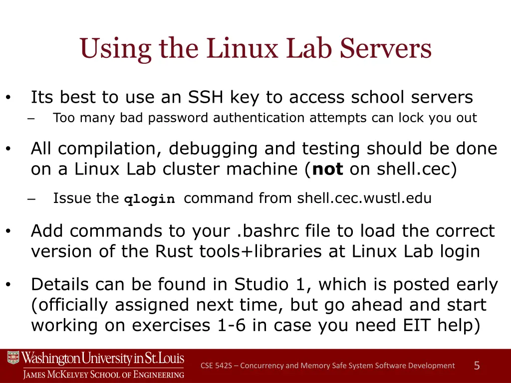using the linux lab servers