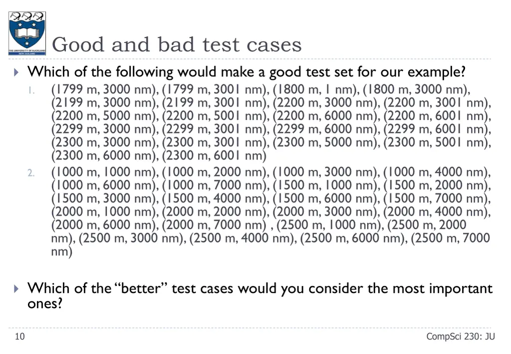 good and bad test cases which of the following