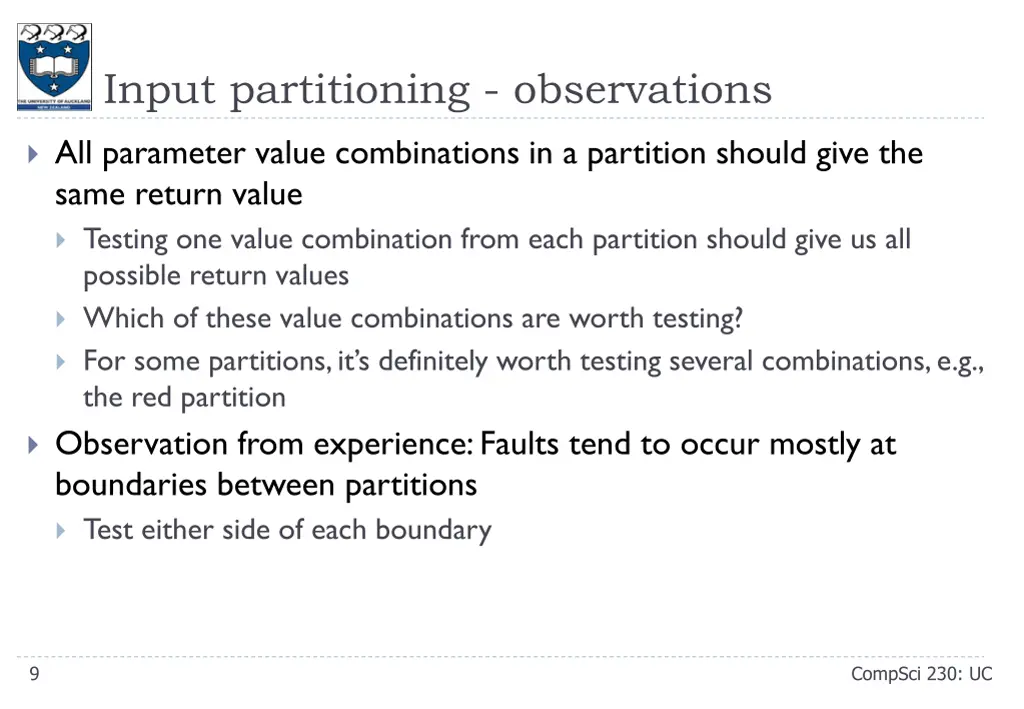 input partitioning observations