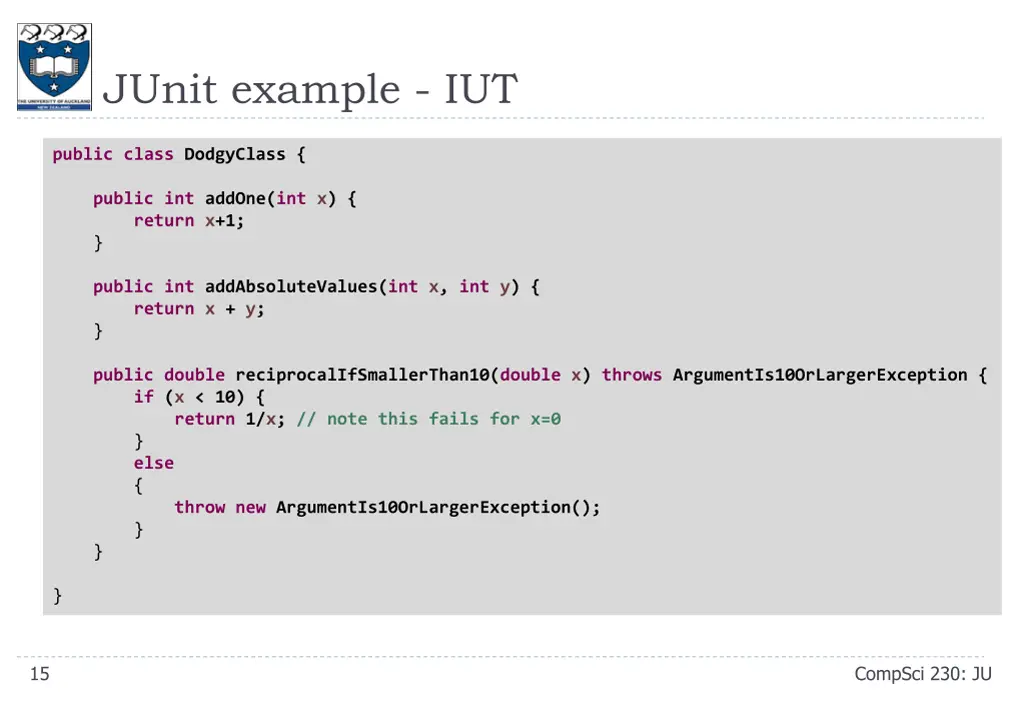 junit example iut