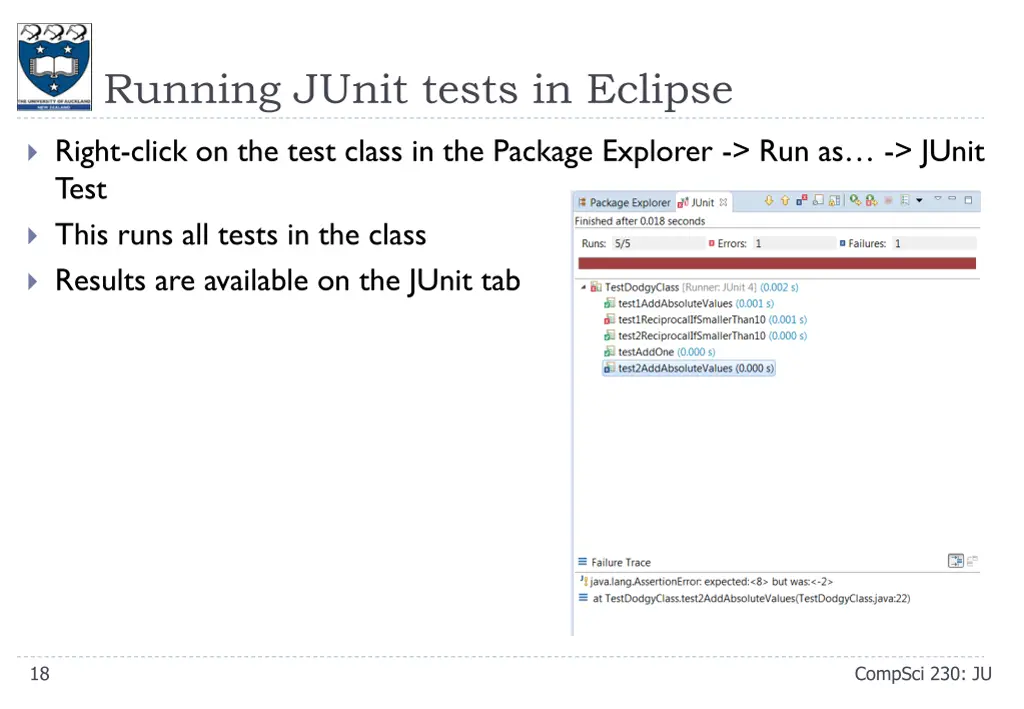 running junit tests in eclipse