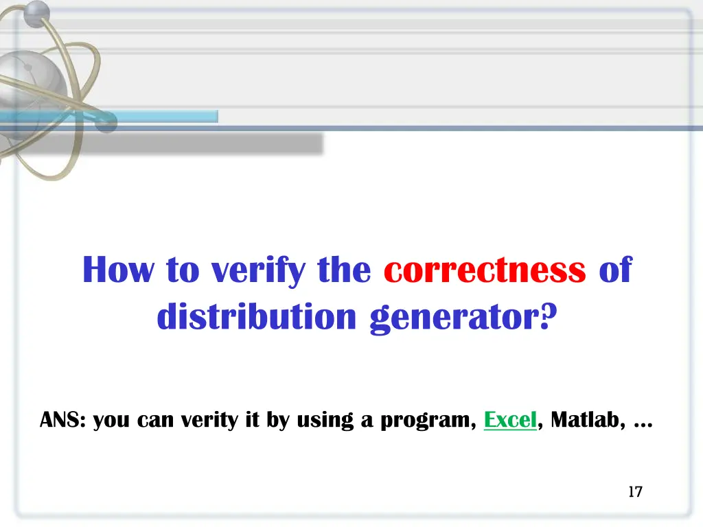 how to verify the correctness of distribution